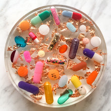 Load image into Gallery viewer, ROSE Gold Leaf Resin Pill Coaster - Set of TWO - AlchemyArtCo