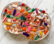 Load image into Gallery viewer, ROSE Gold Leaf Resin Pill Coaster - Set of TWO - AlchemyArtCo